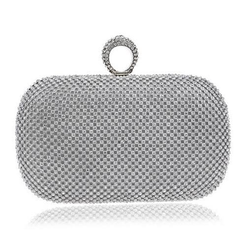 diamond-studded evening bag with chain ym1000silver
