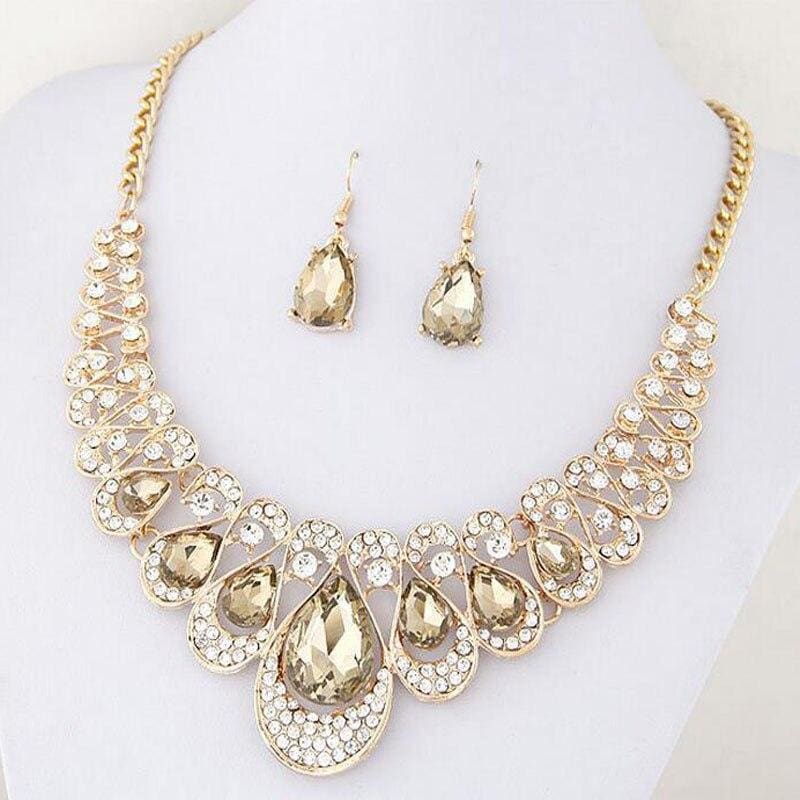 drop earrings gold color pendant choker necklace dangle hook