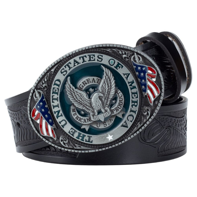 eagle buckle genuine leather belt