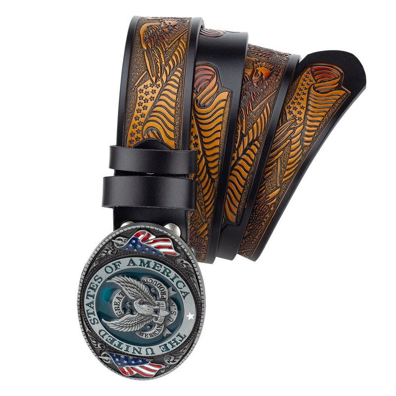 eagle buckle genuine leather belt