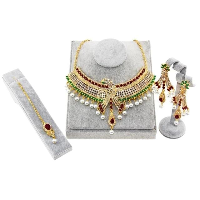 eagle collar choker multicolor crystal simulated pearl female jewelry set b0014gd