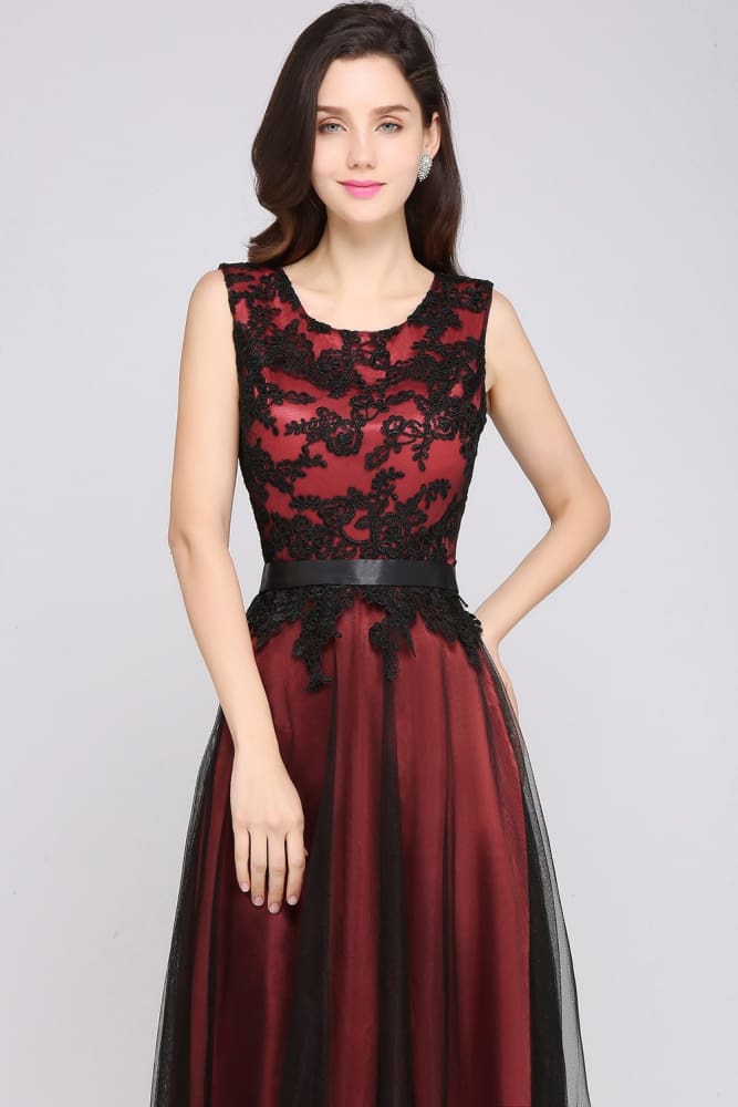 elegant applique chiffon lace long evening dress