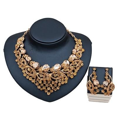 elegant beads women jewelry set champagne  gold