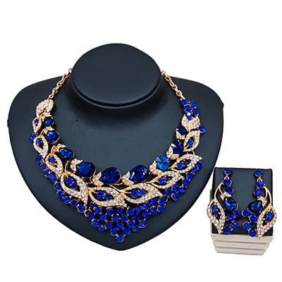 elegant beads women jewelry set royal blue