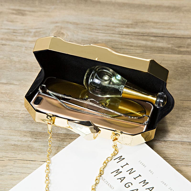 elegant chain gold acrylic box geometric evening handbag for party