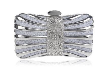 elegant crystal rhinestones wedding clutch silver