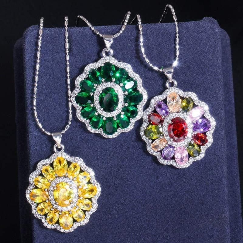 elegant design big square austria crystal stone jewelry set