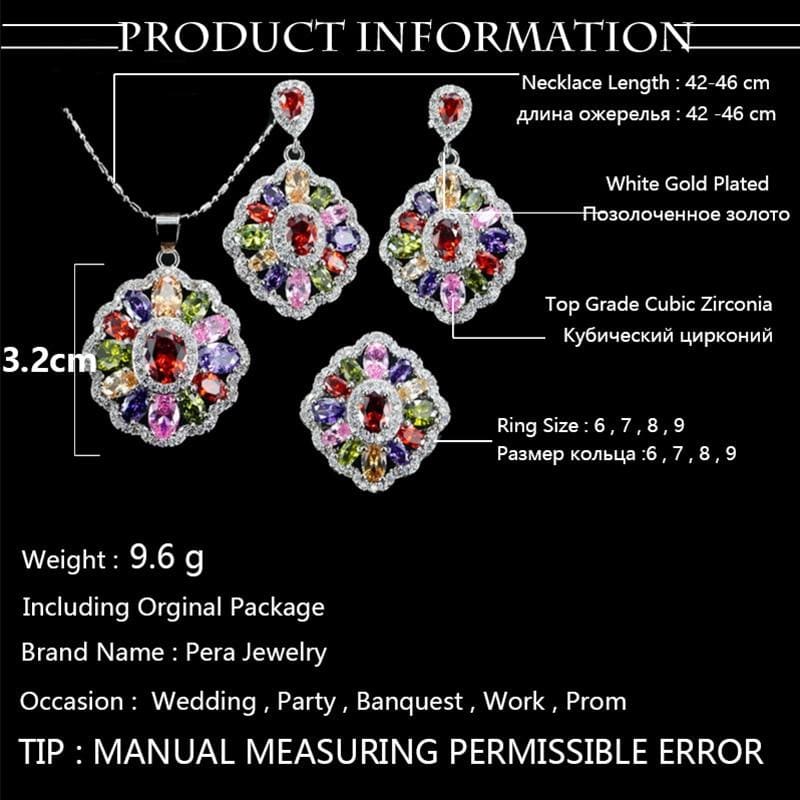 elegant design big square austria crystal stone jewelry set