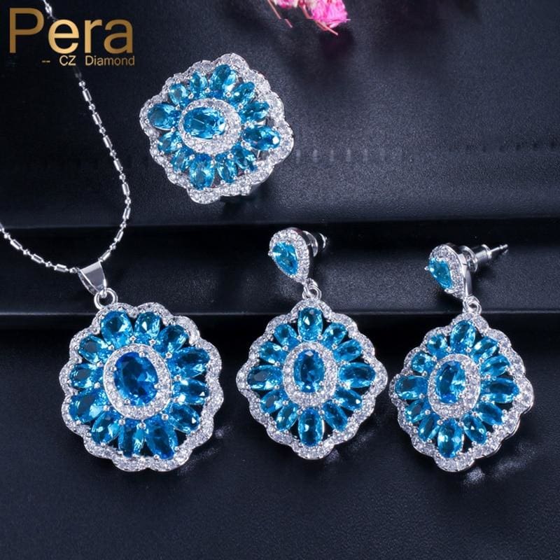 elegant design big square austria crystal stone jewelry set