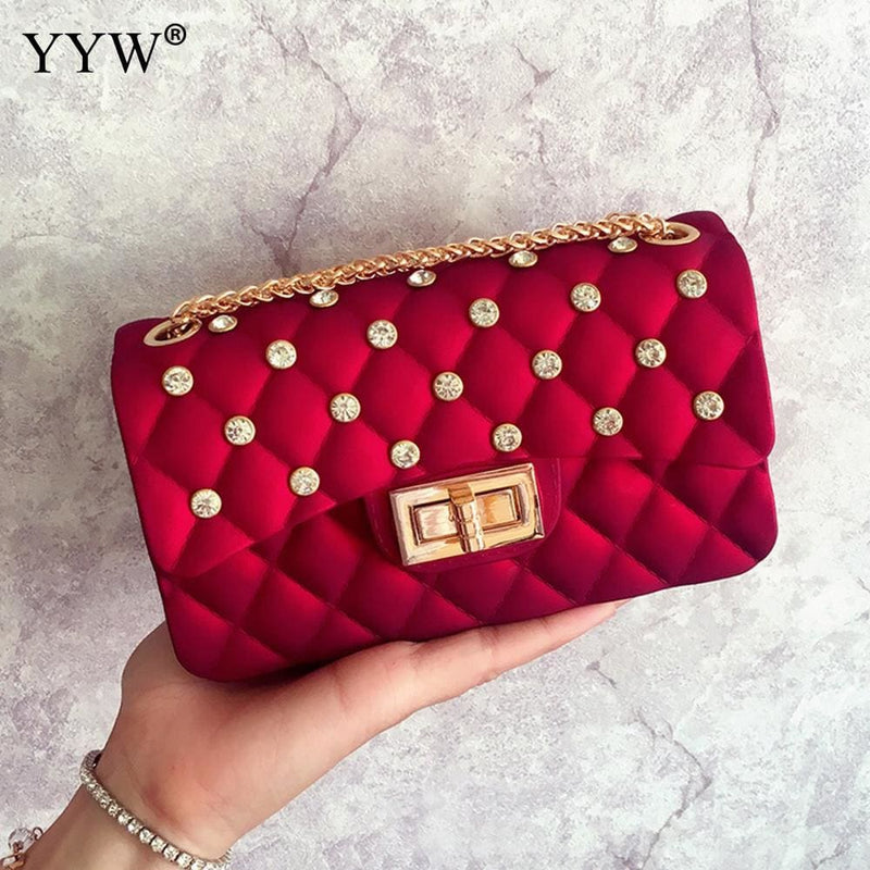 elegant diamond lattice evening bag for women