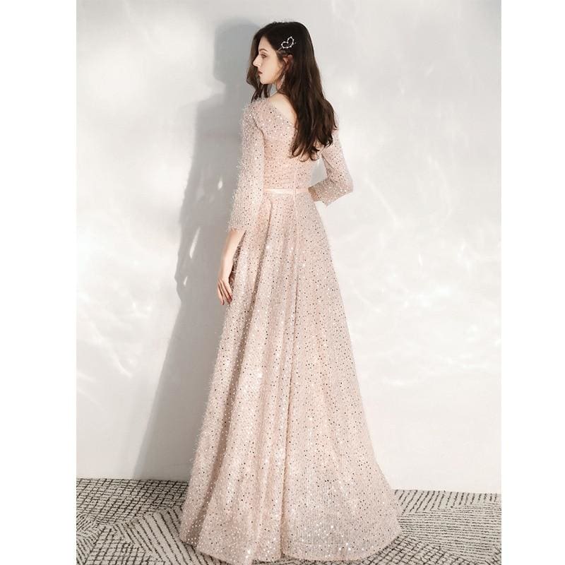 elegant pink sequins evening formal gowns