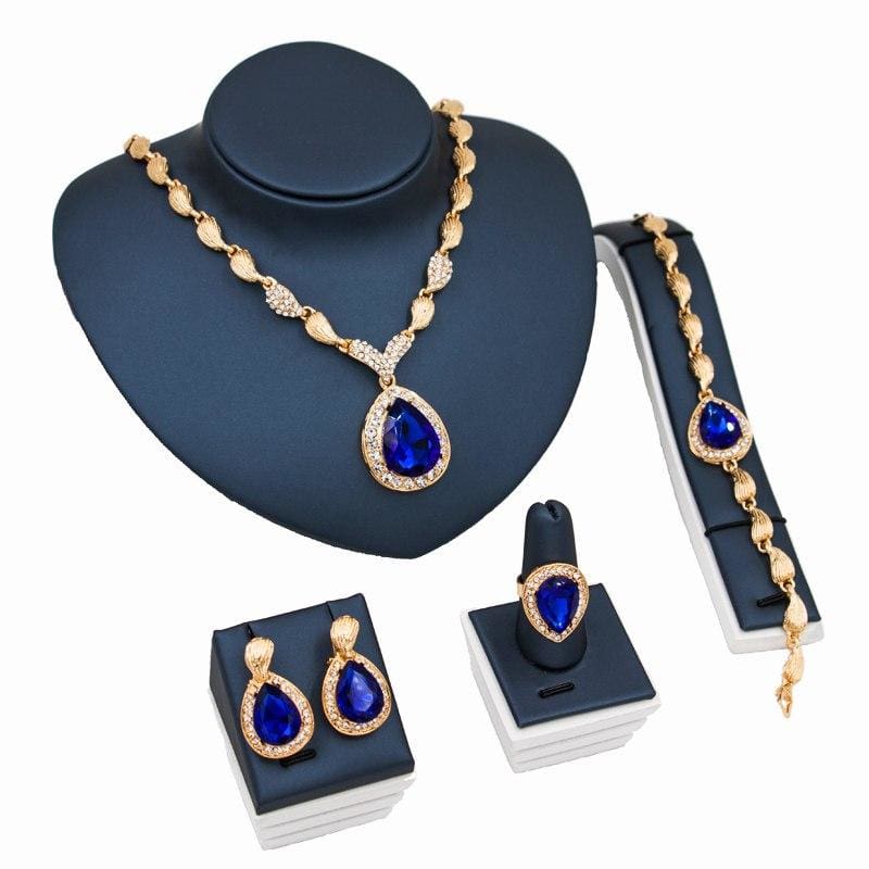 elegant rhinestone crystal bridal jewelry set blue