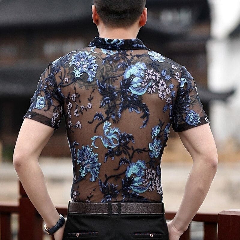 Embroidery Men Transparent Shirt SHIRT