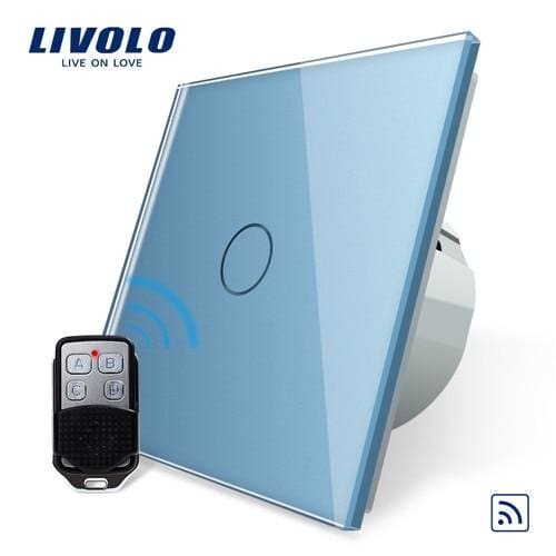 eu standard ac 220~250v wall light touch switch with mini remote controller c701r-11-rt12 blue