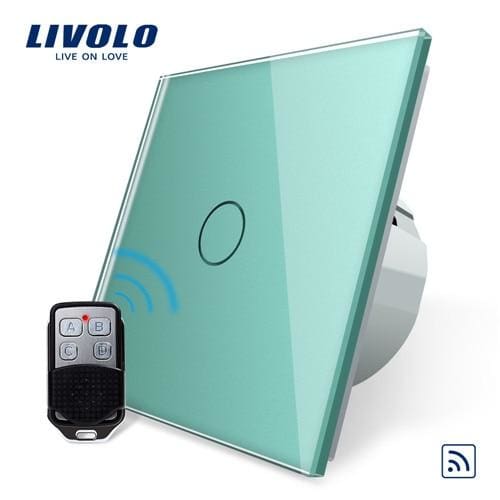 eu standard ac 220~250v wall light touch switch with mini remote controller c701r-11-rt12 green