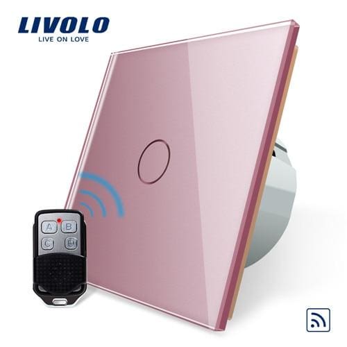 eu standard ac 220~250v wall light touch switch with mini remote controller c701r-11-rt12 pink