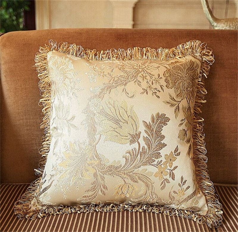 europe satin jacquard tassels luxury cushion cover