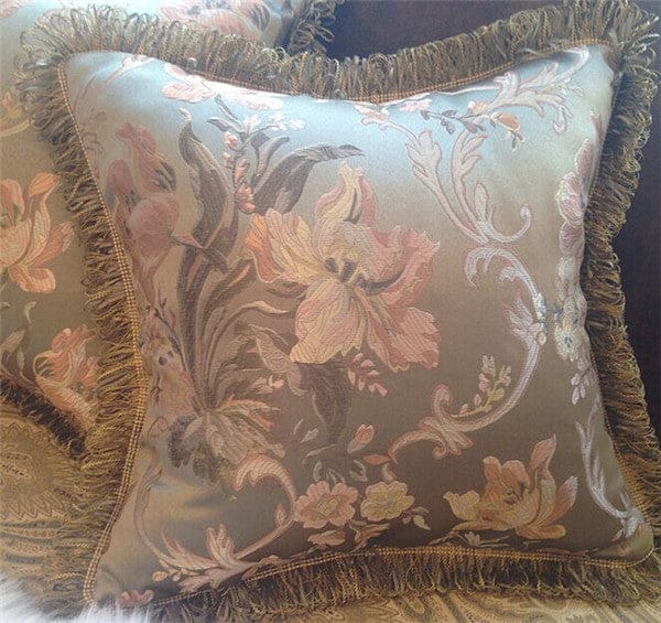 europe satin jacquard tassels luxury cushion cover