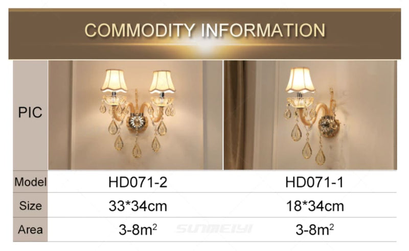 european design led luxury hanging k9 crystal wall lamps