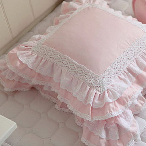 european embroidered cushion cover ruffle lace satin cotton