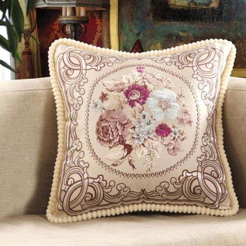 european style high grade embroidery rectangular living room sofa pillowcase purple / 58x58cm pillowcase with insert
