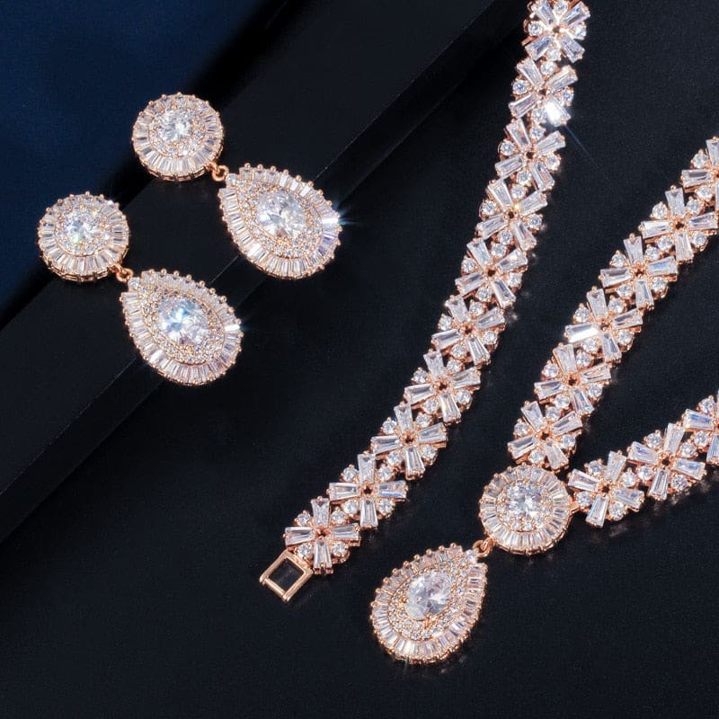 Exclusive Dubai Gold Plate Luxury Cubic Zirconia Jewelry Set JEWELRY SETS