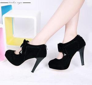 fashion bowtie butterfly knot women spike heels
