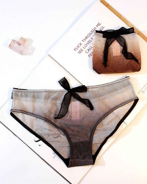 fashion gradient sexy women bow sweet transparent panties