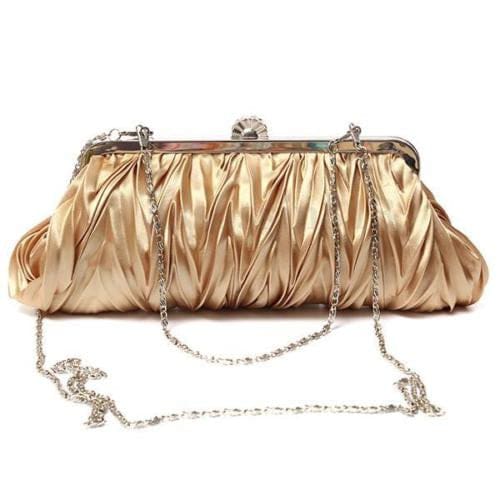 fashion lady party wedding handbag purse girl soft evening bag bridal women satin crystal clutch gold