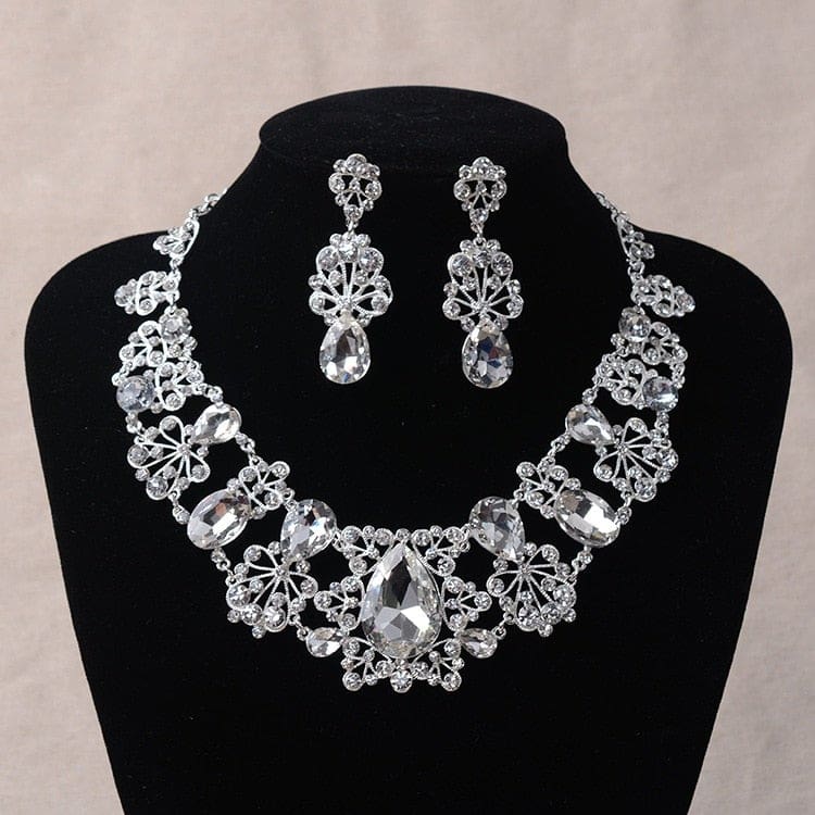 fashion rhinestone silver color crystal costume jewelry sets
