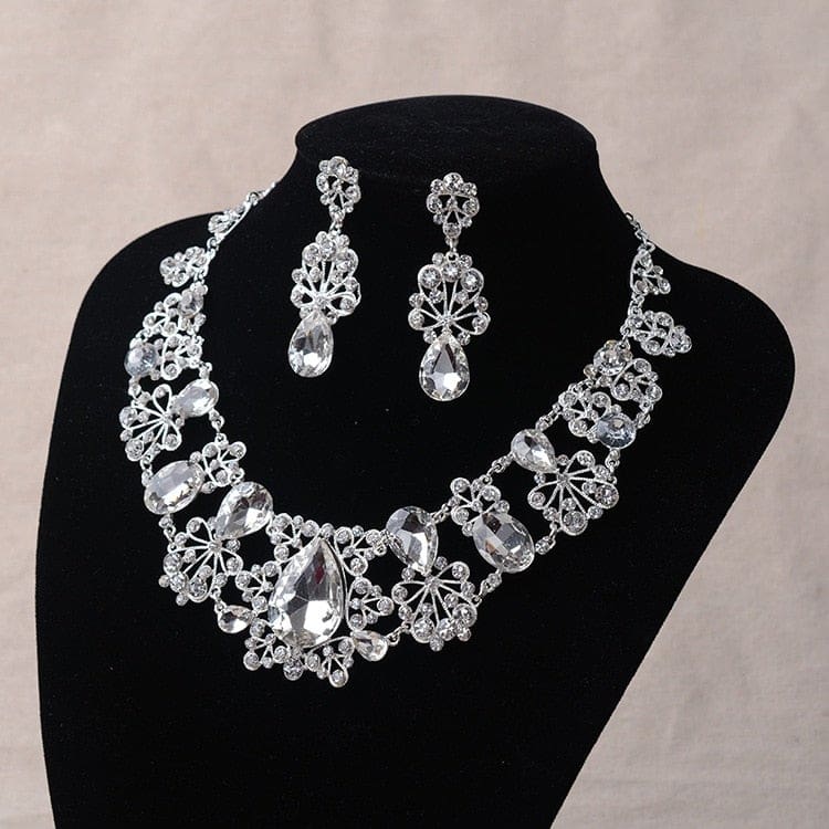 fashion rhinestone silver color crystal costume jewelry sets