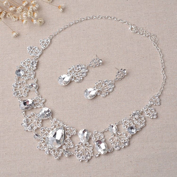 fashion rhinestone silver color crystal costume jewelry sets