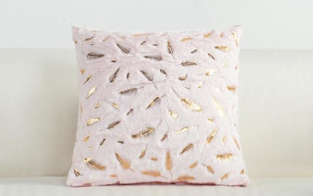 feather fluffy pillow covers for home decoration light pink feather / 43x43cm