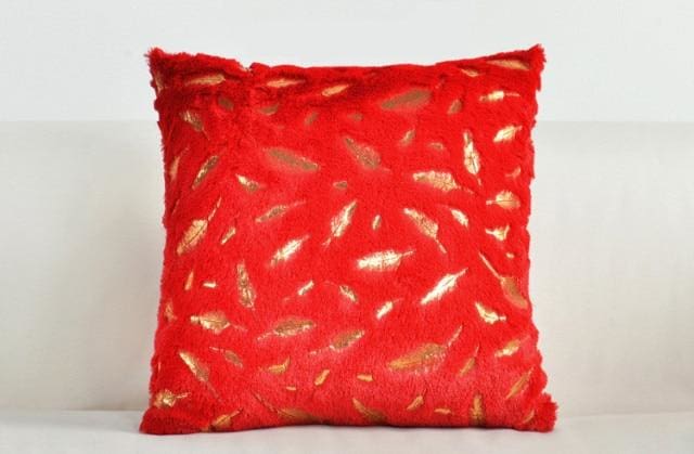 feather fluffy pillow covers for home decoration red feather / 43x43cm