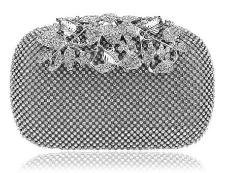 flower crystal evening clutch ym1020silver / china