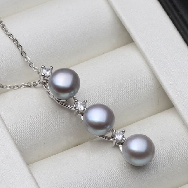 freshwater natural black pearl pendant sterling silver necklace grey pearl pendant