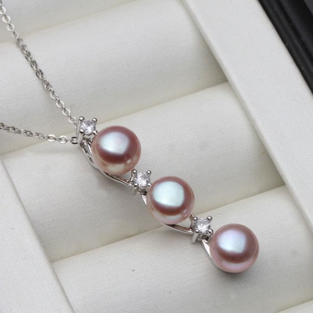 freshwater natural black pearl pendant sterling silver necklace purple pearl pendant