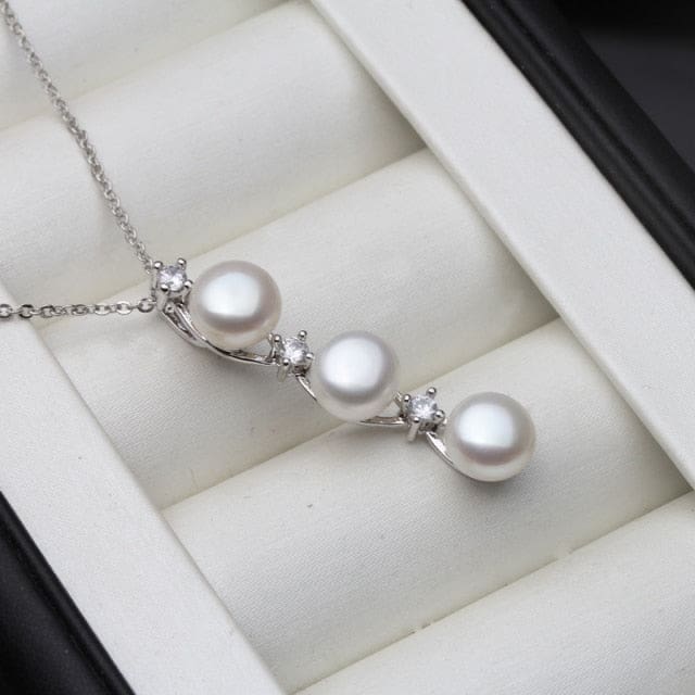 freshwater natural black pearl pendant sterling silver necklace white pearl pendant