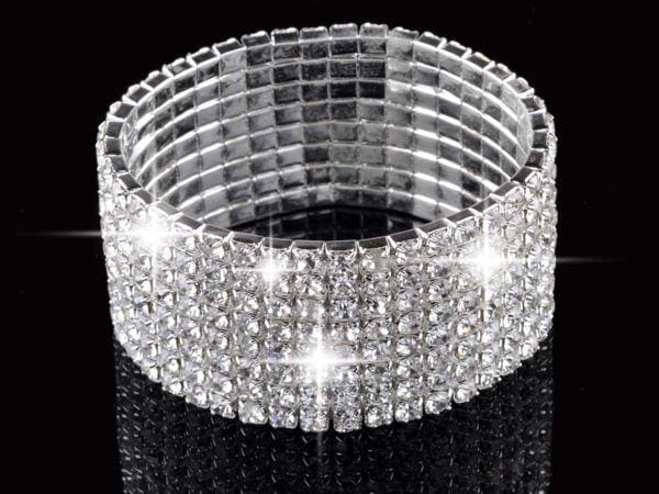 full crystal rhinestone elastic bracelet bridal jewelry 8 rows silver
