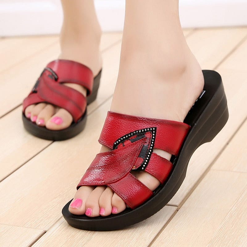 Genuine Leather Casual Slides Women Summer Shoes WOMEN SHOES