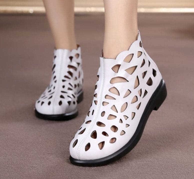 genuine leather cut outs gladiator low heels ankle cool ladies summer shoes