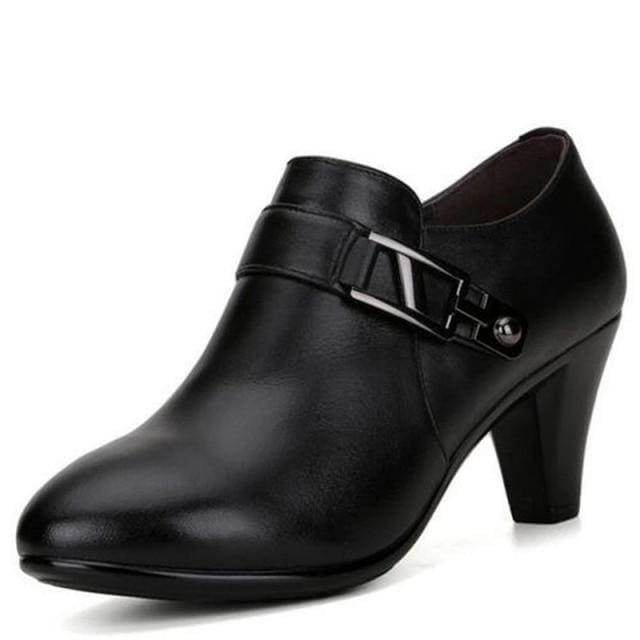 genuine leather elegant spike heels business dress fashion women shoes