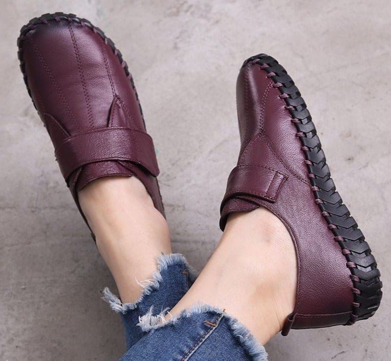 genuine leather handmade soft flat shoes for women