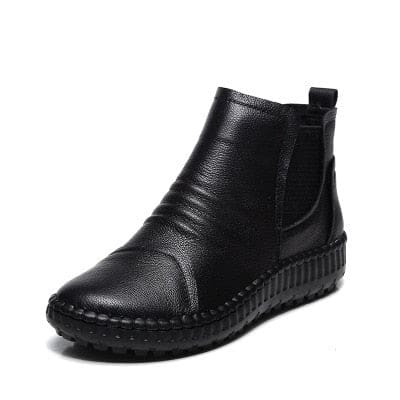 genuine leather handmade warm soft casual flat ankle boots