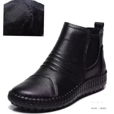 genuine leather handmade warm soft casual flat ankle boots