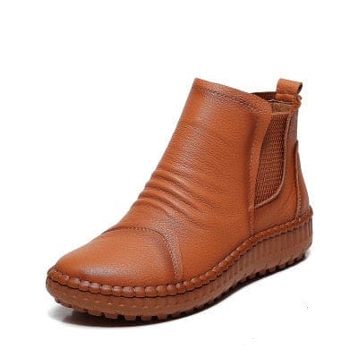 genuine leather handmade warm soft casual flat ankle boots