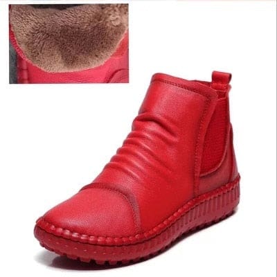 genuine leather handmade warm soft casual flat ankle boots