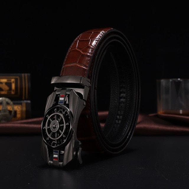 genuine leather luxury stone pattern high quality business automatic buckle belts