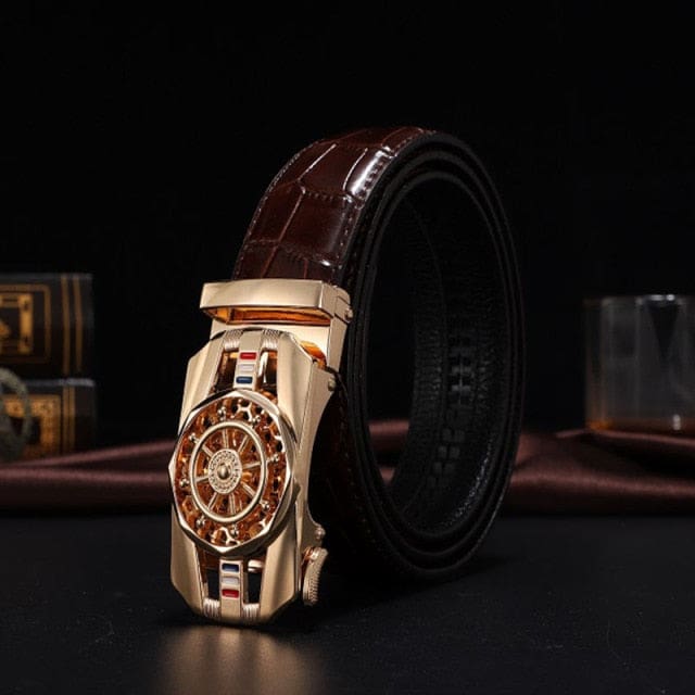 genuine leather luxury stone pattern high quality business automatic buckle belts