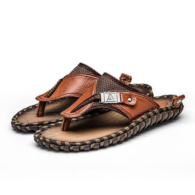 genuine leather men's casual sandals